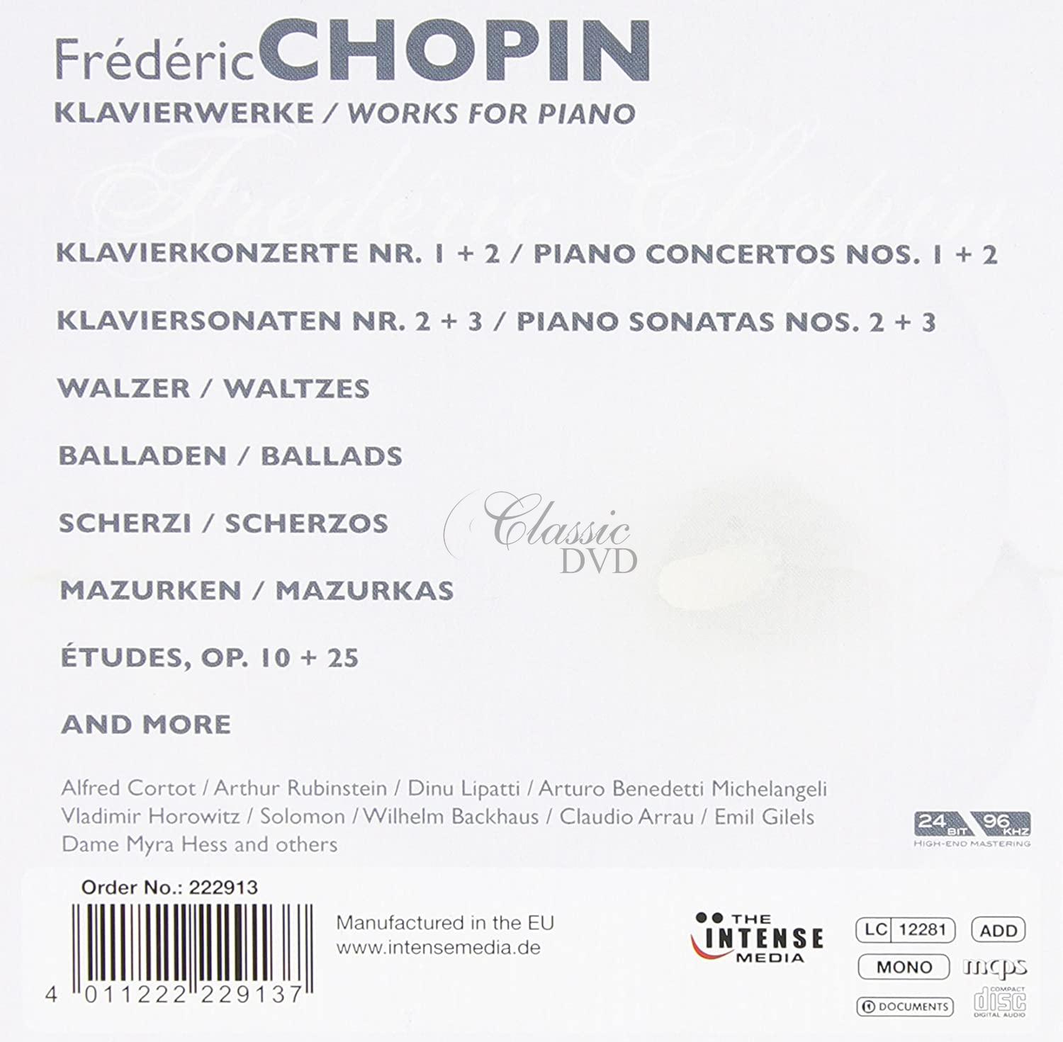 Chopin: Works For Piano / Alfred Cortot, Arthur Rubinstein, Dinu Lipatti (10CD)