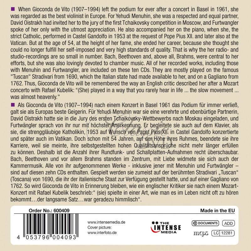 Gioconda de Vito - Her Complete Recorded Masterworks for Violin (10CD)