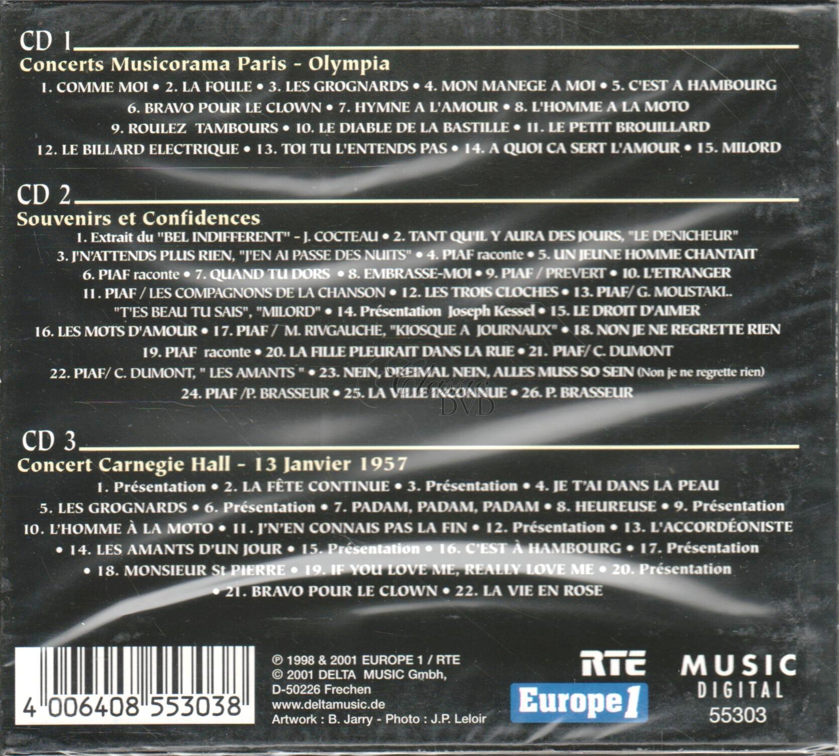EDITH PIAF - CONCERTS MUSICORAMA (3CD)