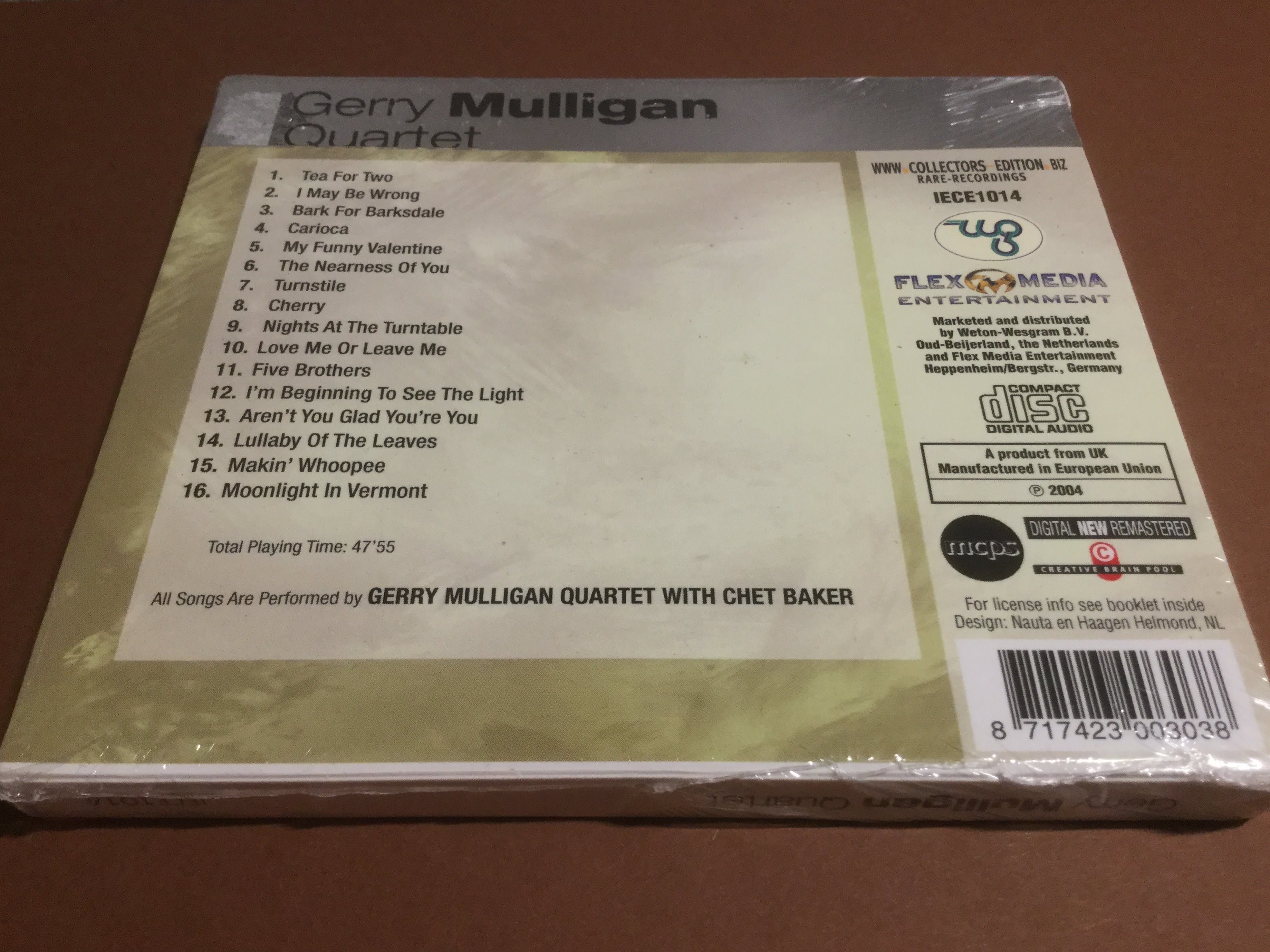 GERRY MULLIGAN QUARTET with CHET BAKER - Love Me Or Leave Me (CD) REMASTERED
