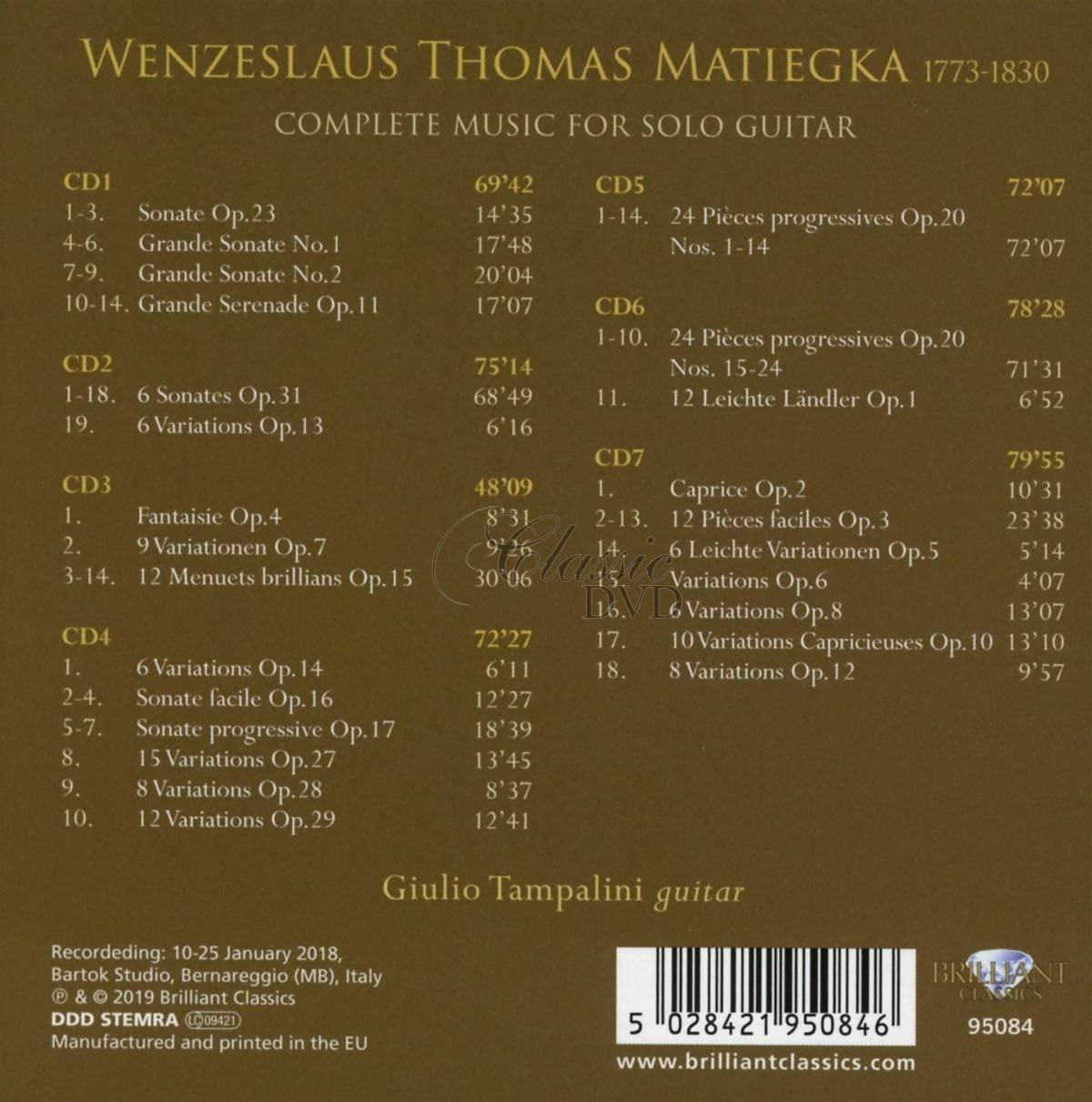 Wenzel Thomas Matiegka / Václav Tomáš Matějka - Complete Music For Solo Guitar (7CD)