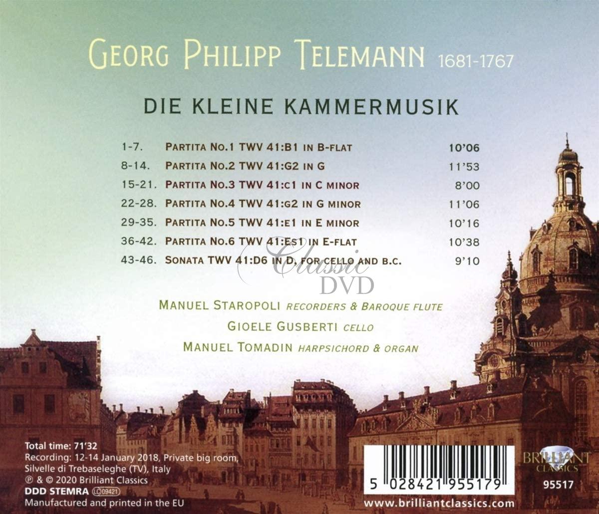 Telemann: Die Kleine Kammermusik, Manuel Tomadin, Manuel Staropoli, Gioele Gusberti (CD)