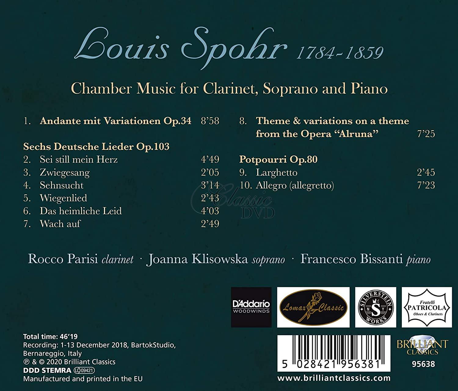 Louis Spohr - Chamber Music for Clarinet, Soprano and Piano (CD)