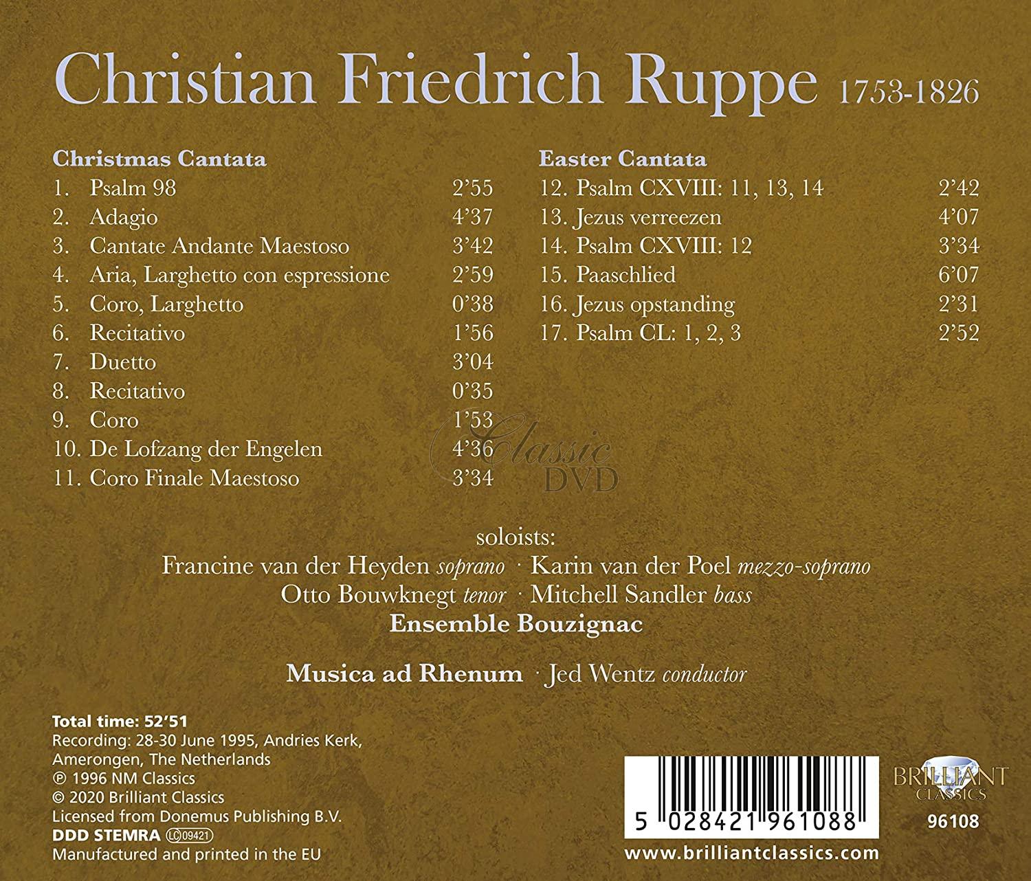 Christian Friedrich Ruppe: Christmas Cantata, Easter Cantata (CD)