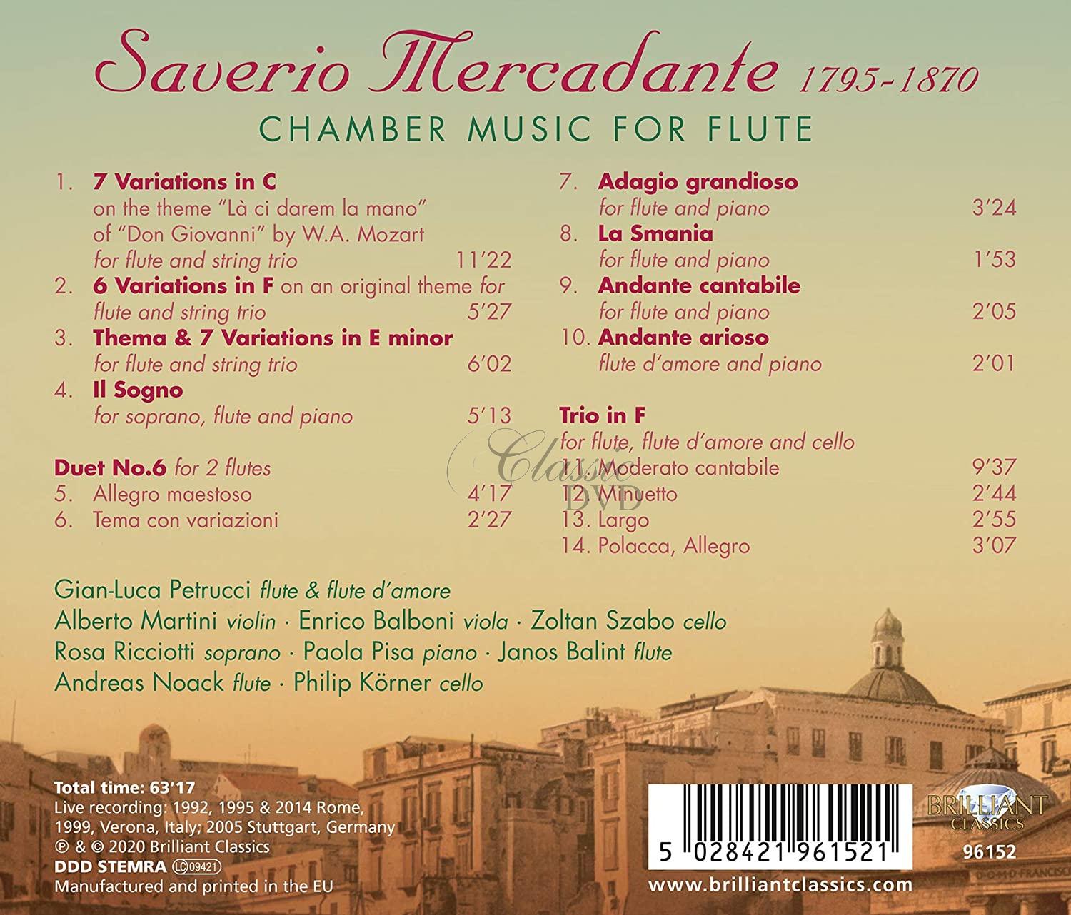 Mercadante: Chamber Music for Flute, Gian-Luca Petrucci (CD)