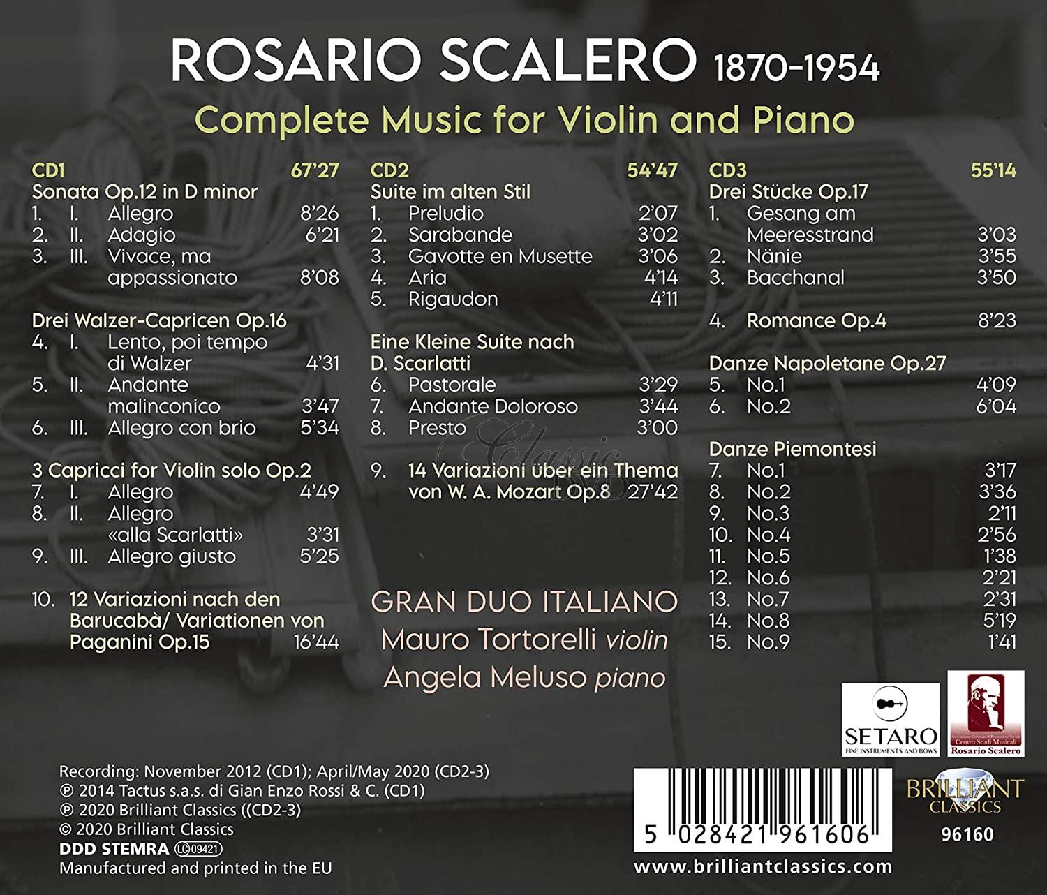 Scalero: Complete Music for Violin and Piano, Gran Duo Italiano (3CD)