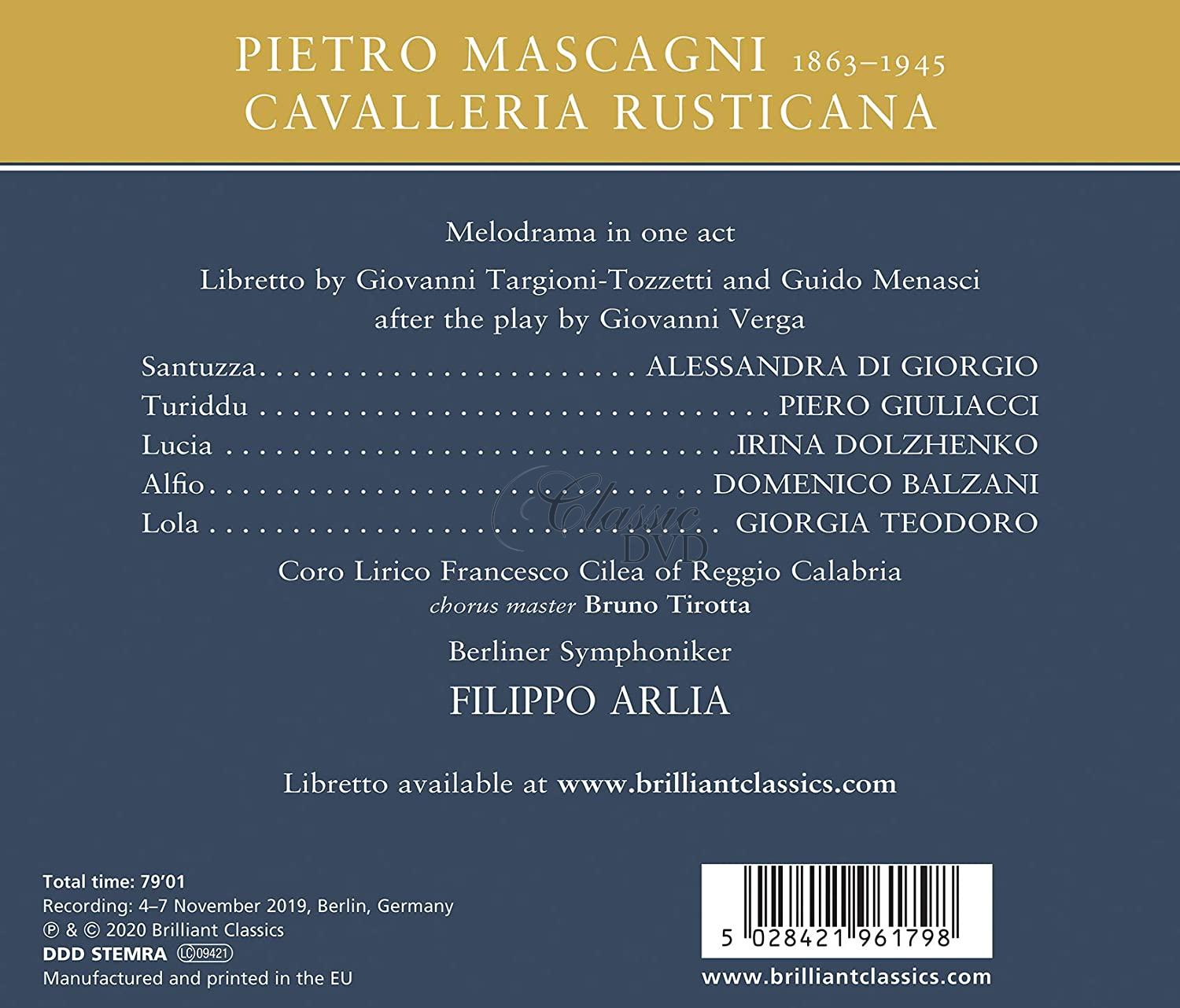 Mascagni: Cavalleria Rusticana, Berliner Symphoniker, Filippo Arlia (CD)