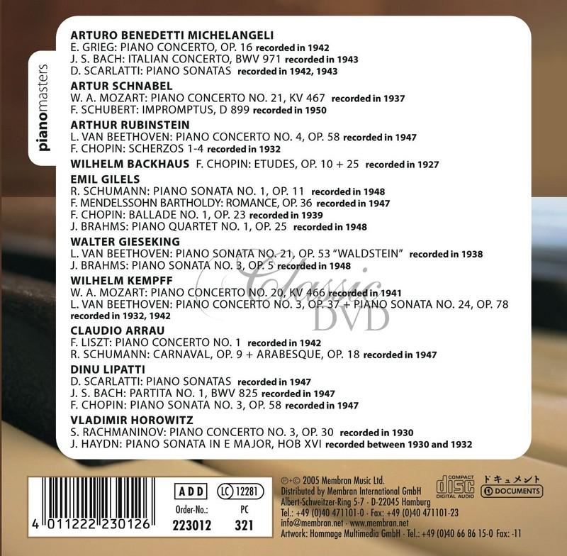 The Piano Masters - Rubinstein, Michelangeli, Lipatti, Gilels (10CD)