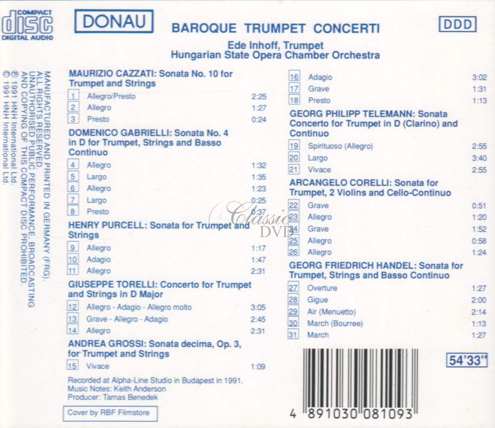 BAROQUE TRUMPET CONCERTI Handel, Telemann, Corelli, Cazzati, Gabrielli, Purcell, Grossi (CD)