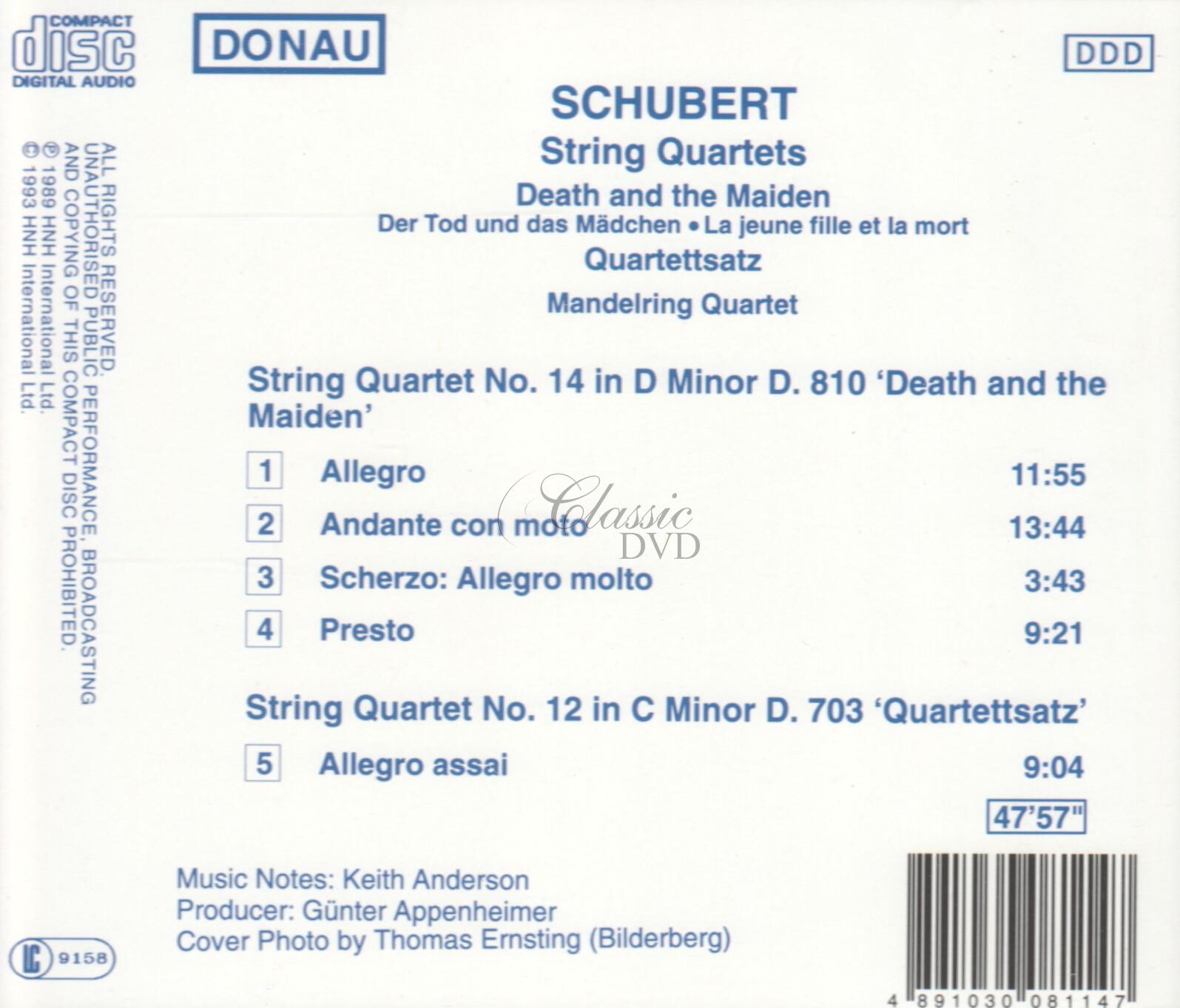 SCHUBERT String Quartets. Death and the Maiden. Quartettsatz (CD)
