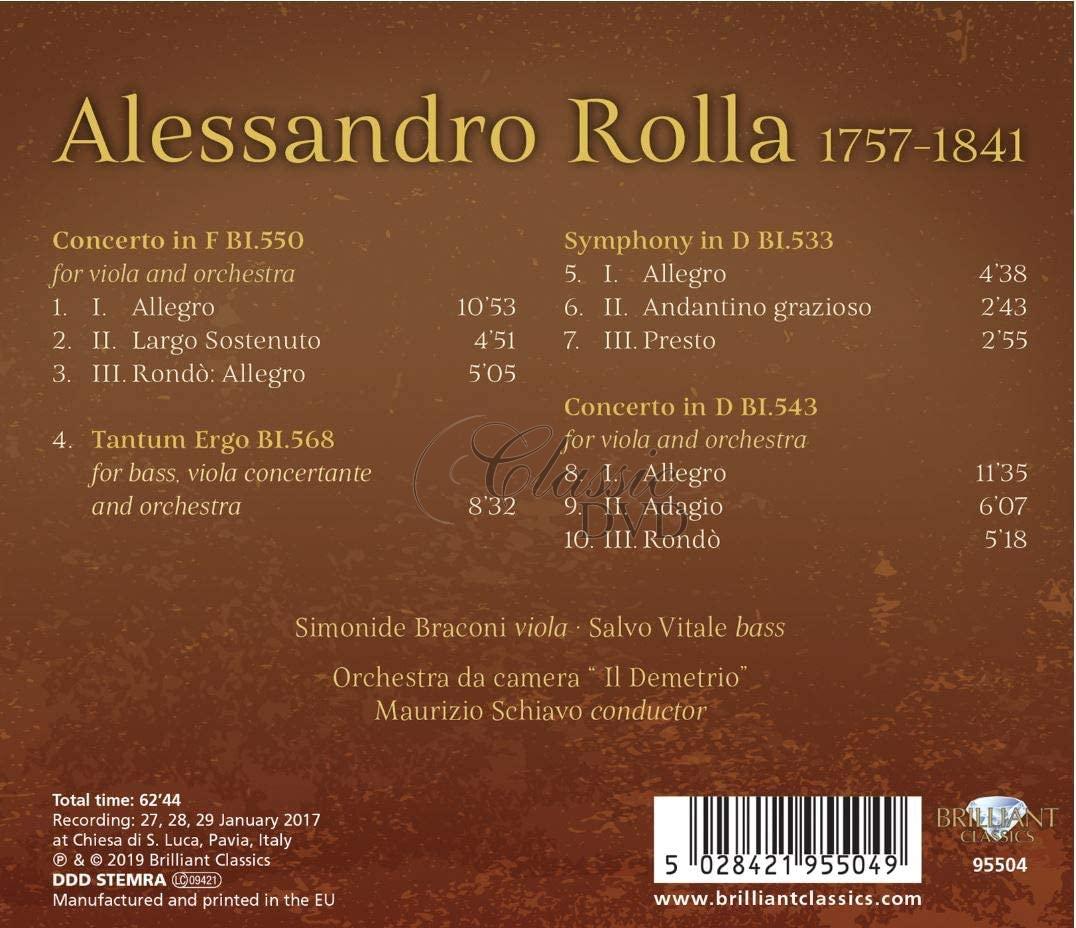 ROLLA Viola Concertos, Symphony in D, Tantum ergo (CD)