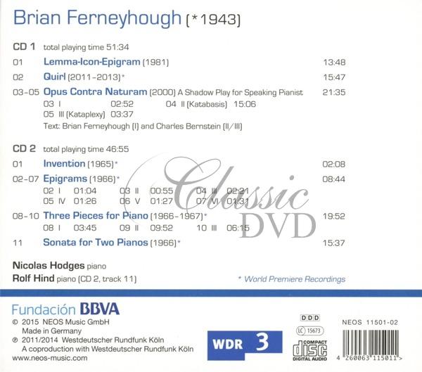 BRIAN FERNEYHOUGH - COMPLETE PIANO WORKS (2CD)