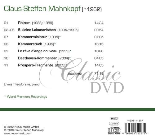 Claus-Steffen Mahnkopf - Piano Works (CD)