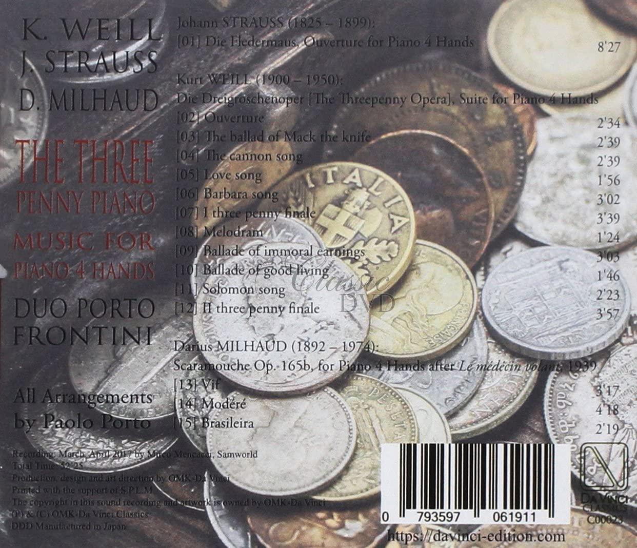 THE THREE PENNY PIANO - MUSIC FOR PIANO 4 HANDS. DUO PORTO-FRONTINI (CD)