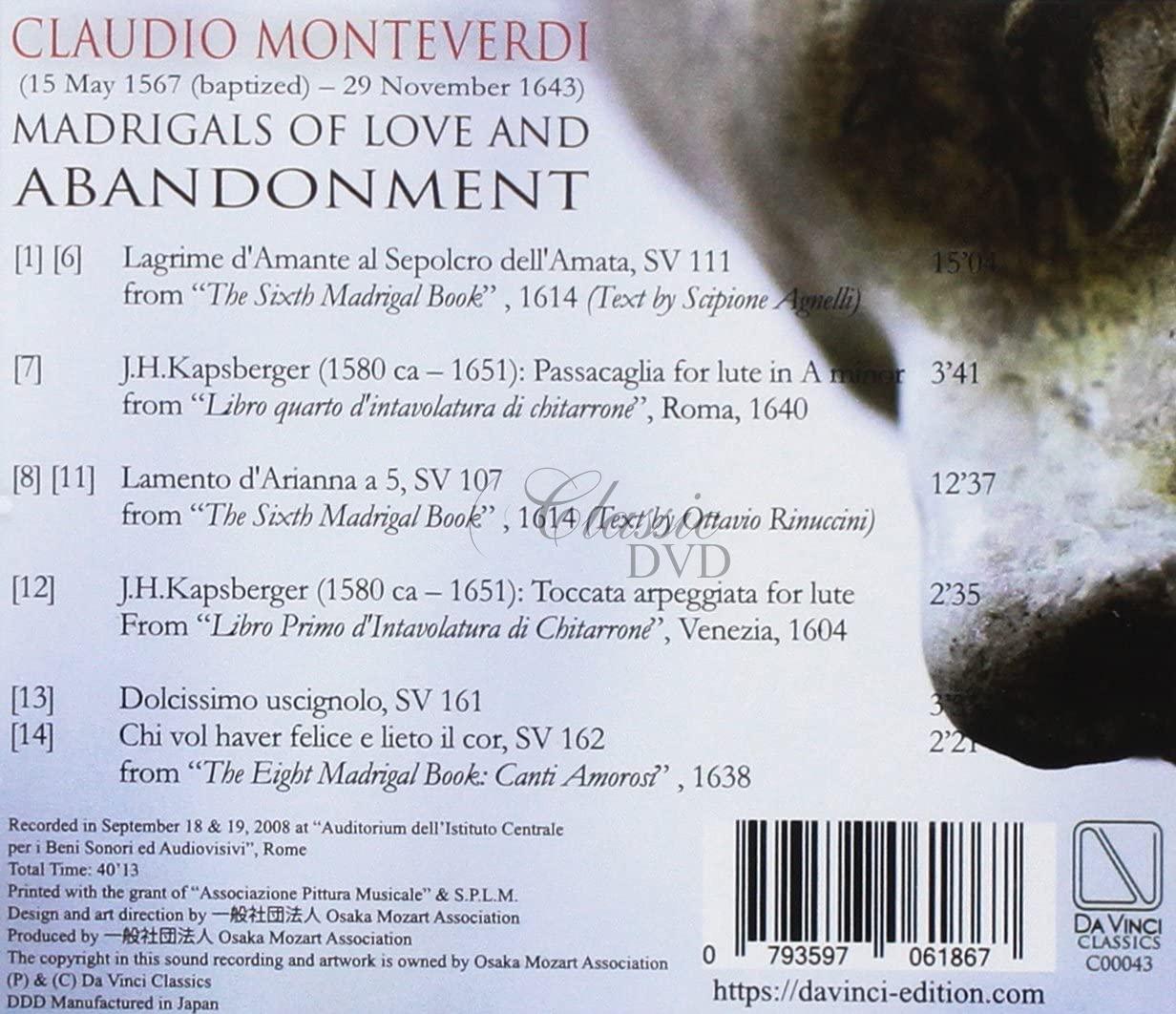 MONTEVERDI: MADRIGALS OF LOVE AND ABANDONMENT. CONSORT VOCALE DIAPENTE, IVALDI, LUCIO (CD)