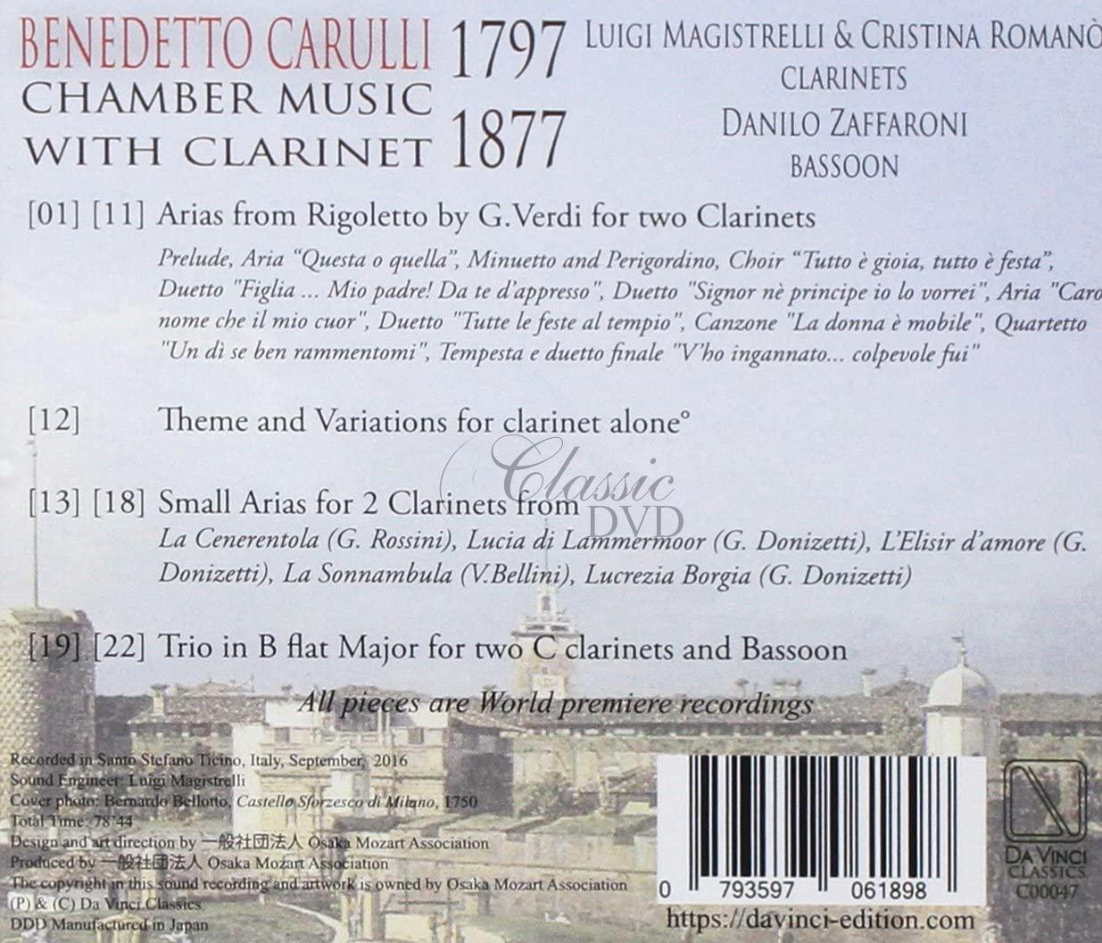 CARULLI: CHAMBER MUSIC WITH CLARINET. MAGISTRELLI, LUIGI, ROMANO', CRISTINA, ZAFFARONI, DANILO (CD)