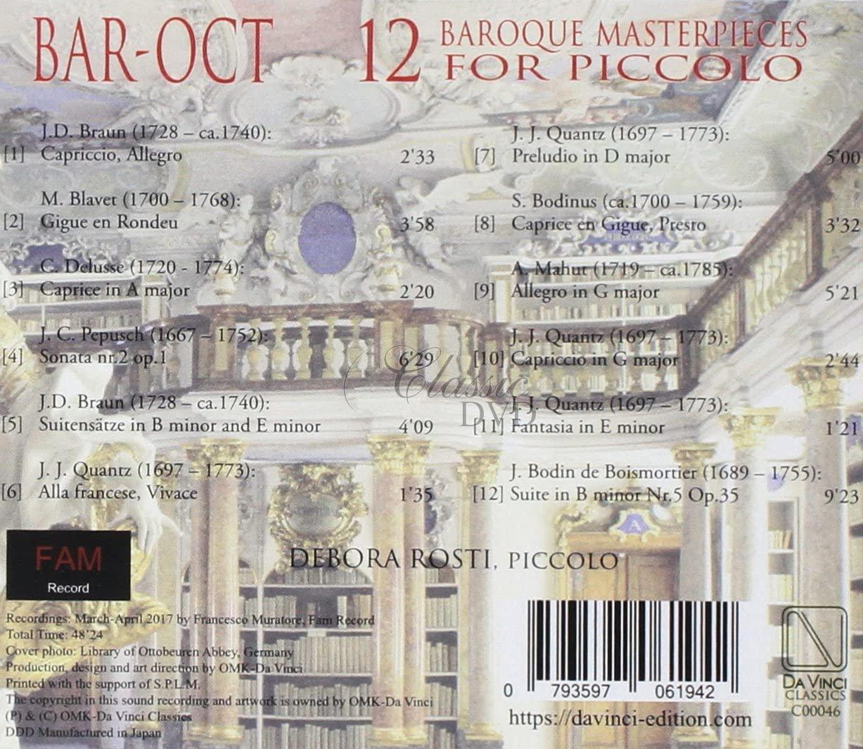 BAR-OCT - 12 BAROQUE MASTERPIECES FOR PICCOLO. ROSTI, DEBORA (CD)