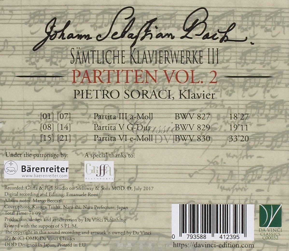 BACH: SAMTLICHE KLAVIERWERKE III - PARTITEN VOL. 2. SORACI, PIETRO (CD)