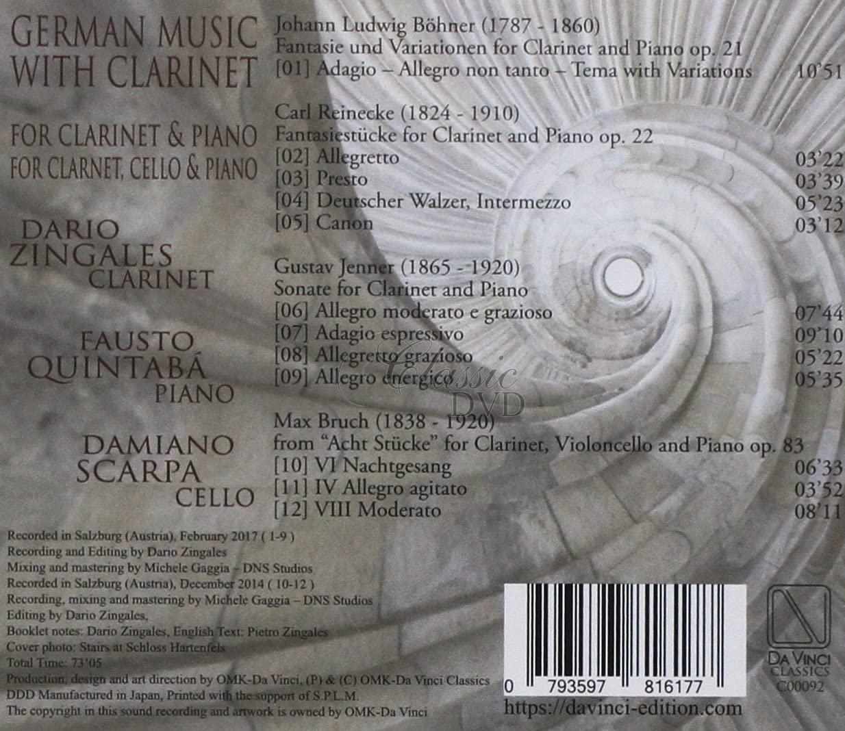 GERMAN MUSIC WITH CLARINET. ZINGALESI, DARIO, QUINTABA, FAUSTO, SCARPA, DAMIANO (CD)