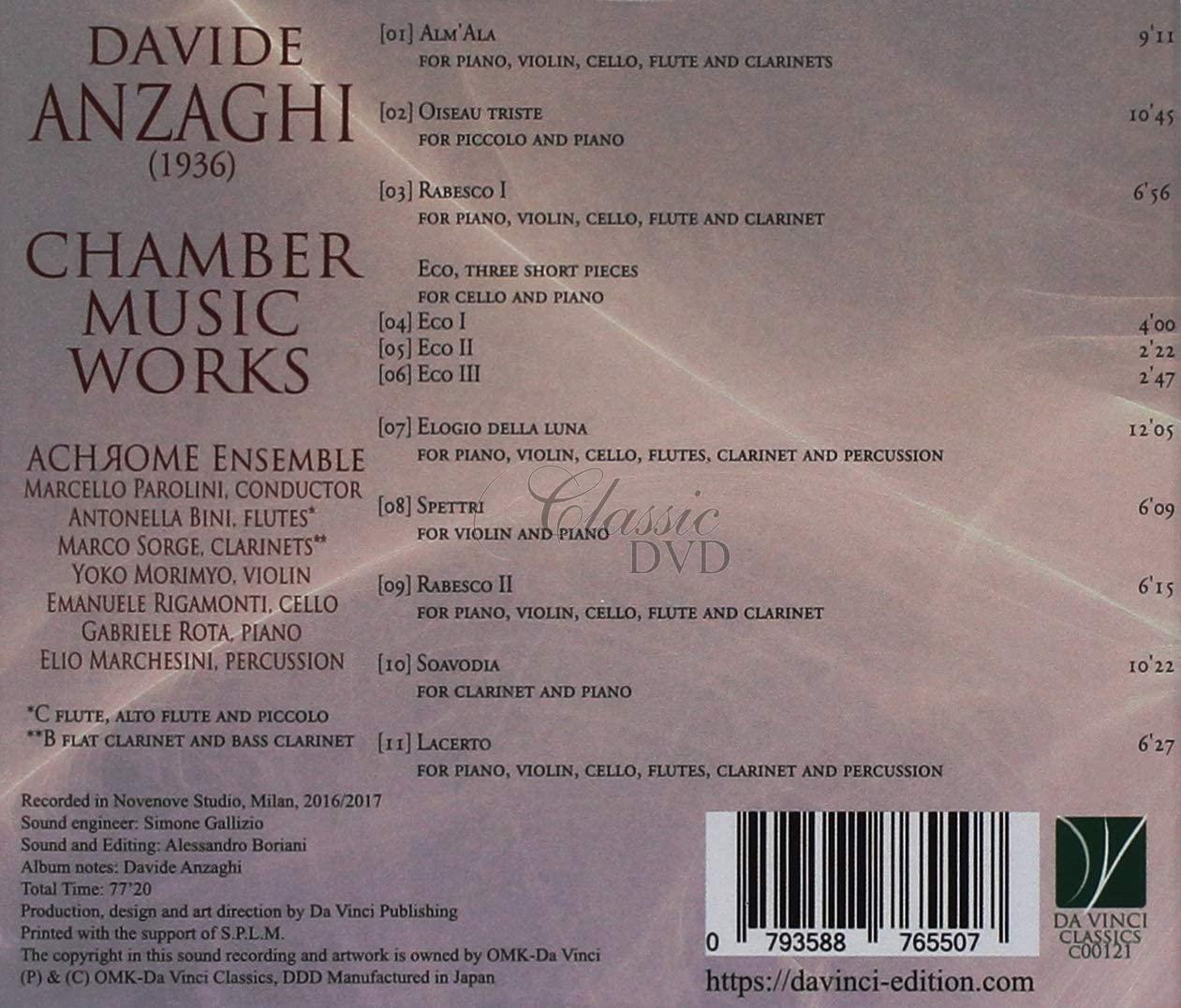 ANZAGHI: CHAMBER MUSIC WORKS. ACHROME ENSEMBLE (CD)