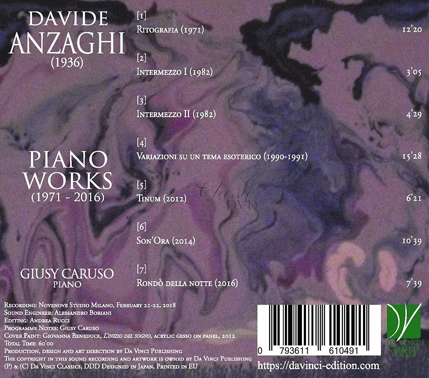 ANZAGHI: PIANO WORKS (1971-2016). CARUSO GIUSY (CD)