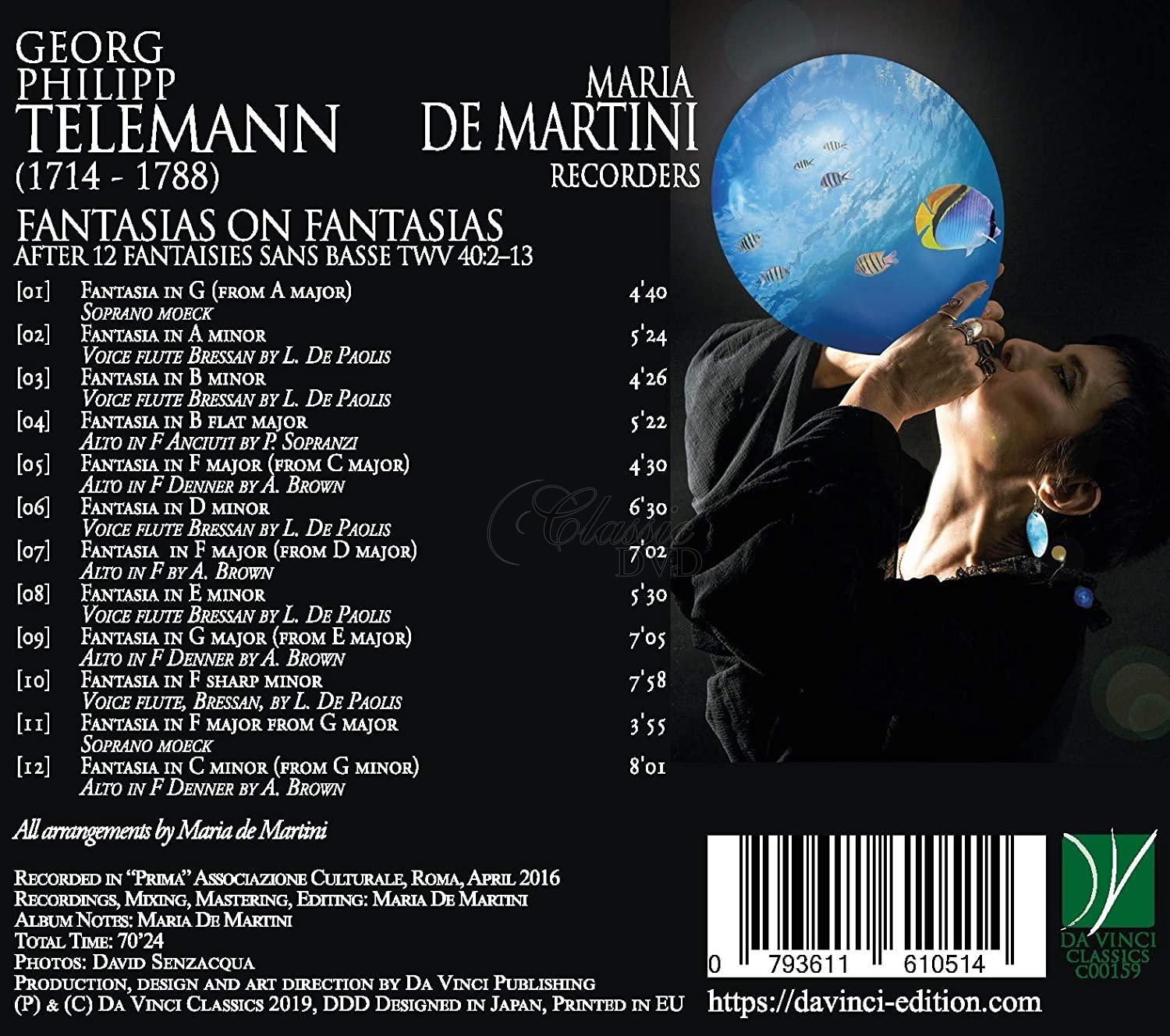 FANTASIAS ON FANTASIAS - AFTER 12 FANTAISIES SANS BASSE TWV 40:2-13. DE MARTINI, MARIA (CD)