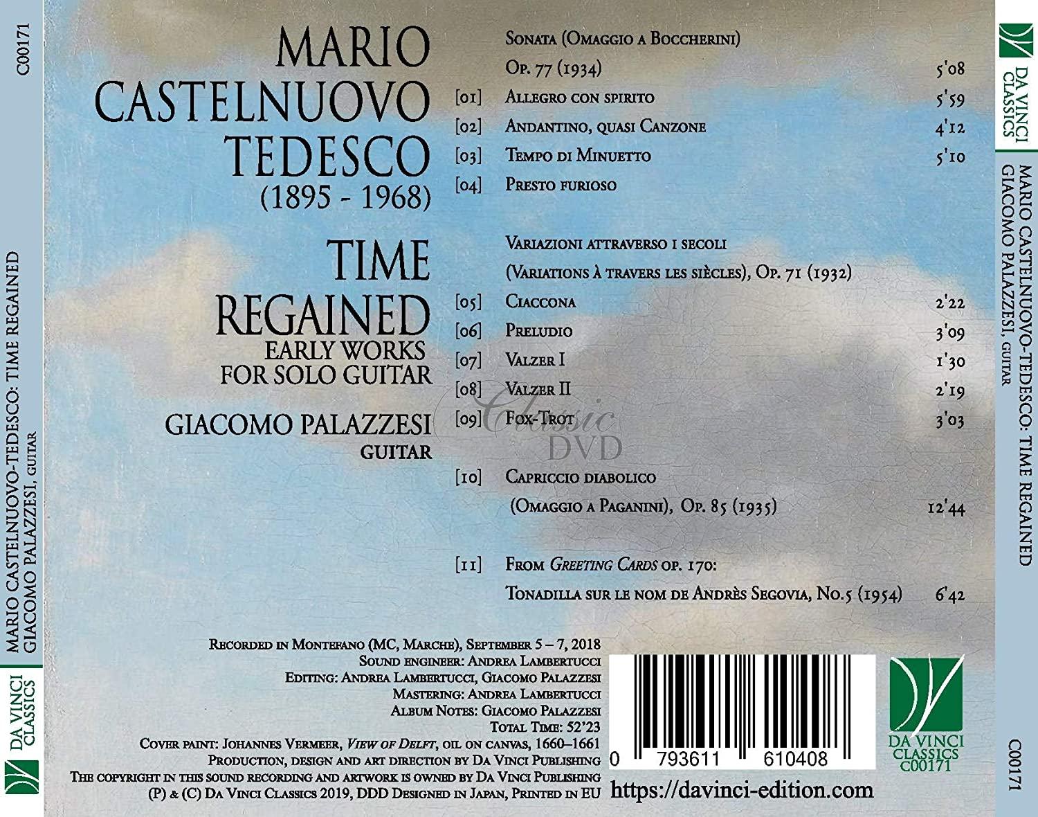 CASTELNUOVO-TEDESCO: TIME REGAINED. PALAZZESI, GIACOMO (CD)