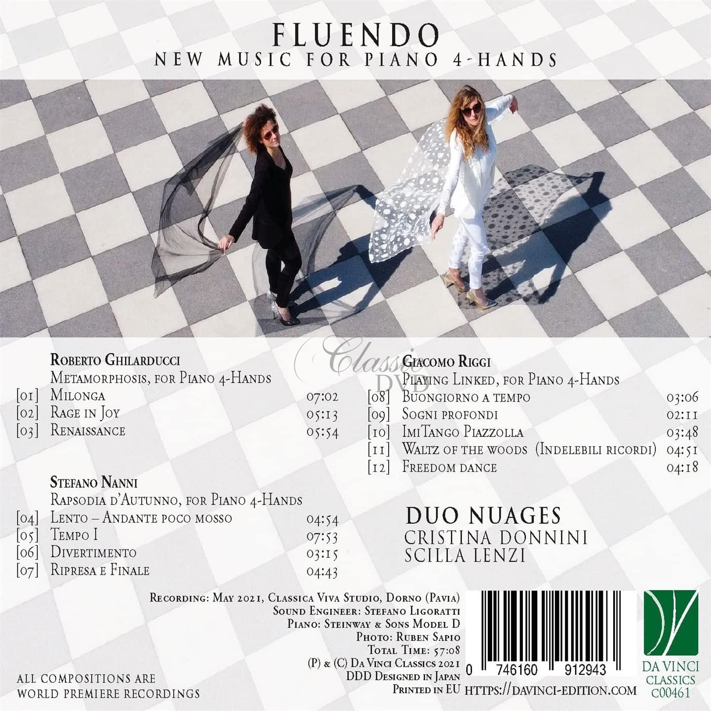GHILARDUCCI, NANNI, RIGGI: FLUENDO, NEW MUSIC FOR PIANO 4-HANDS. DUO NUAGES (CD)