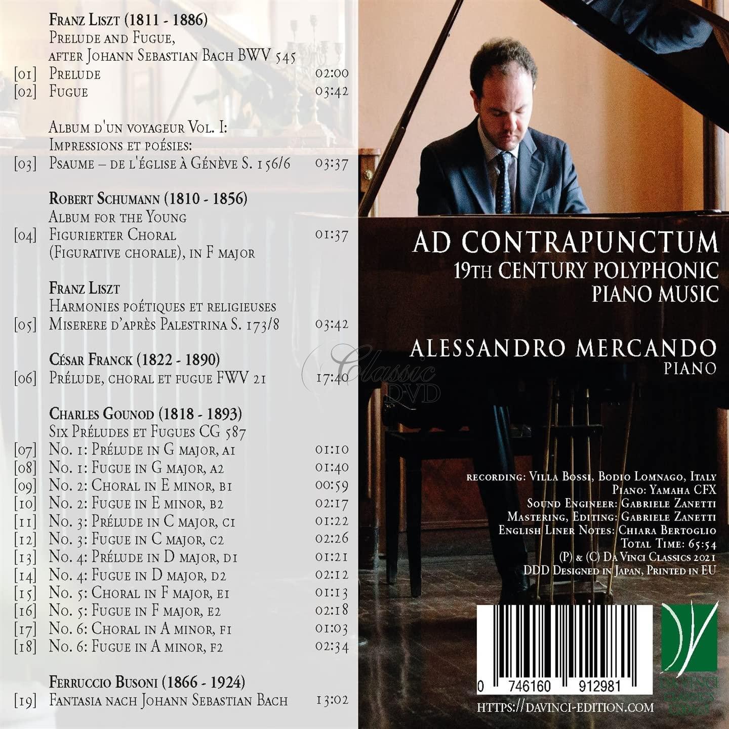 AD CONTRAPUNCTUM - 19TH CENTURY POLYPHONIC PIANO MUSIC. MERCANDO, ALESSANDRO (CD)