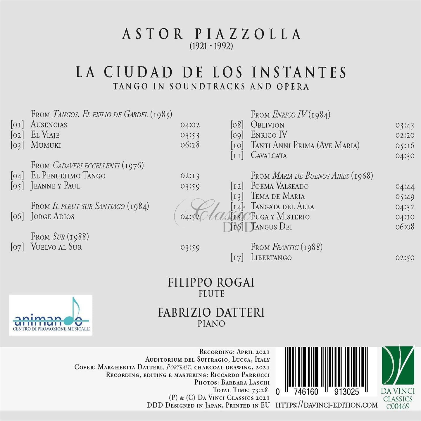 PIAZZOLLA: LA CIUDAD DE LOS INSTANTES, SOUNDTRACKS AND OPERA AFTER TANGO. ROGAI, FILIPPO, DATTERI, FABRIZIO (CD)