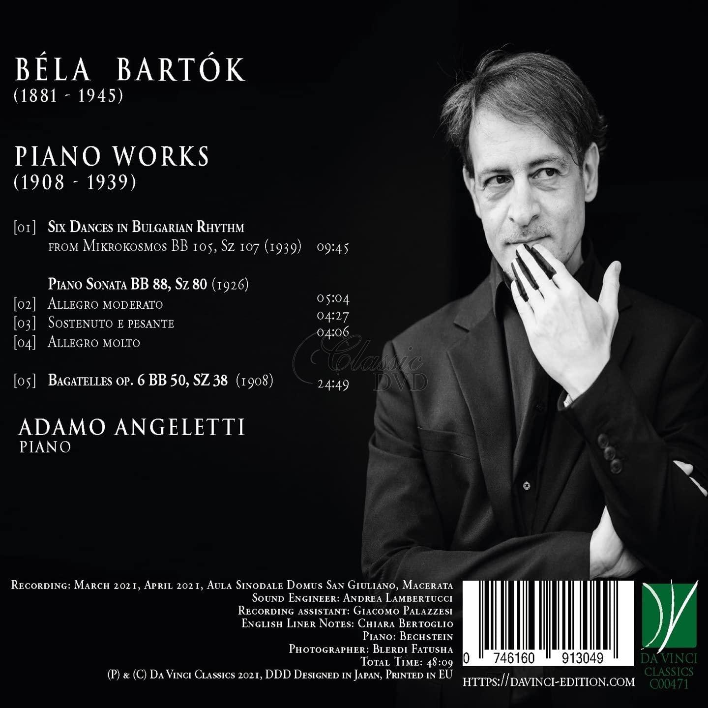 BARTOK: PIANO MUSIC (1908 - 1939). ANGELETTI, ADAMO (CD)