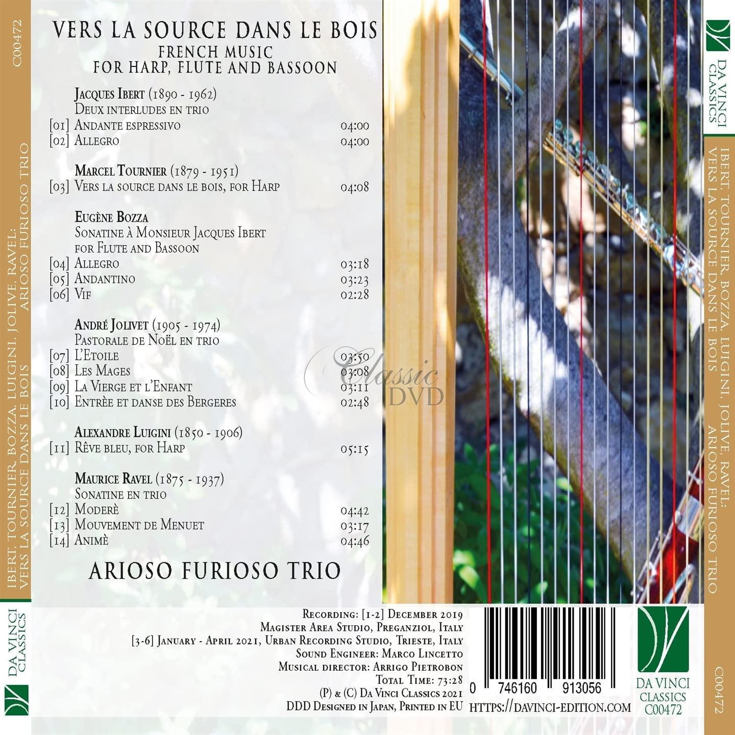 VERS LA SOURCE DANS LE BOIS - FRENCH MUSIC FOR HARP, FLUTE AND BASSOON. ARIOSO FURIOSO TRIO (CD)