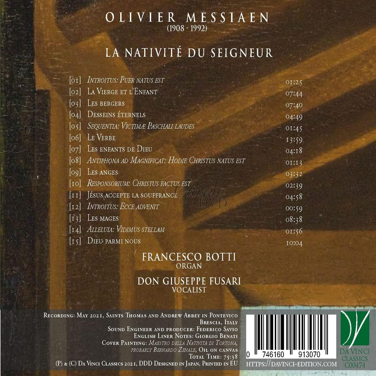 MESSIAEN: LA NATIVITÉ DU SEIGNEUR. BOTTI, FRANCESCO, FUSARI, DON GIUSEPPE (CD)
