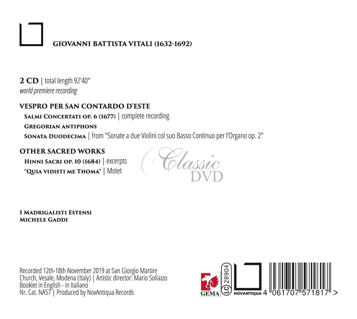 Giovanni Battista Vitali: Vespro Per San Contardo d'Este (2CD)