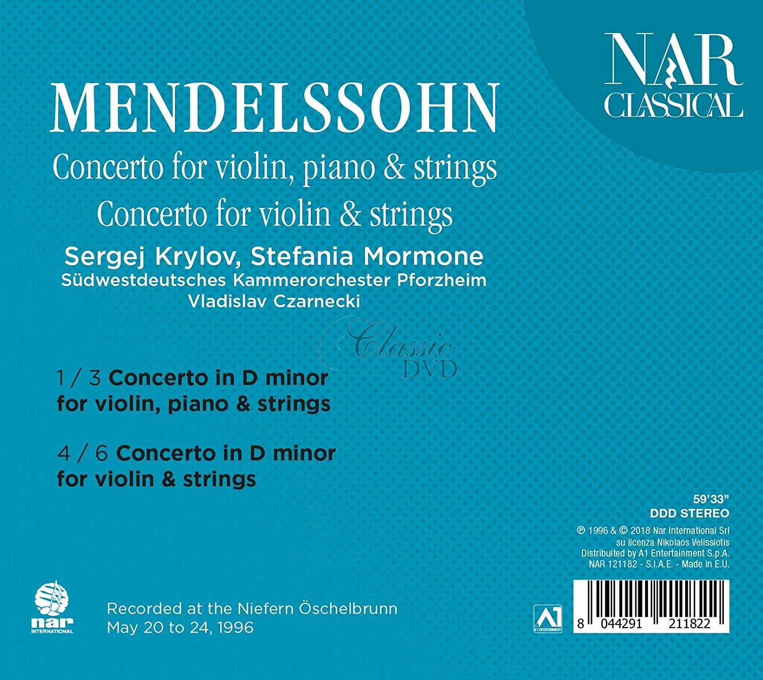 Felix Mendelssohn - Concerto for Violin, Piano and Strings / Concerto for Violin and Strings (CD)