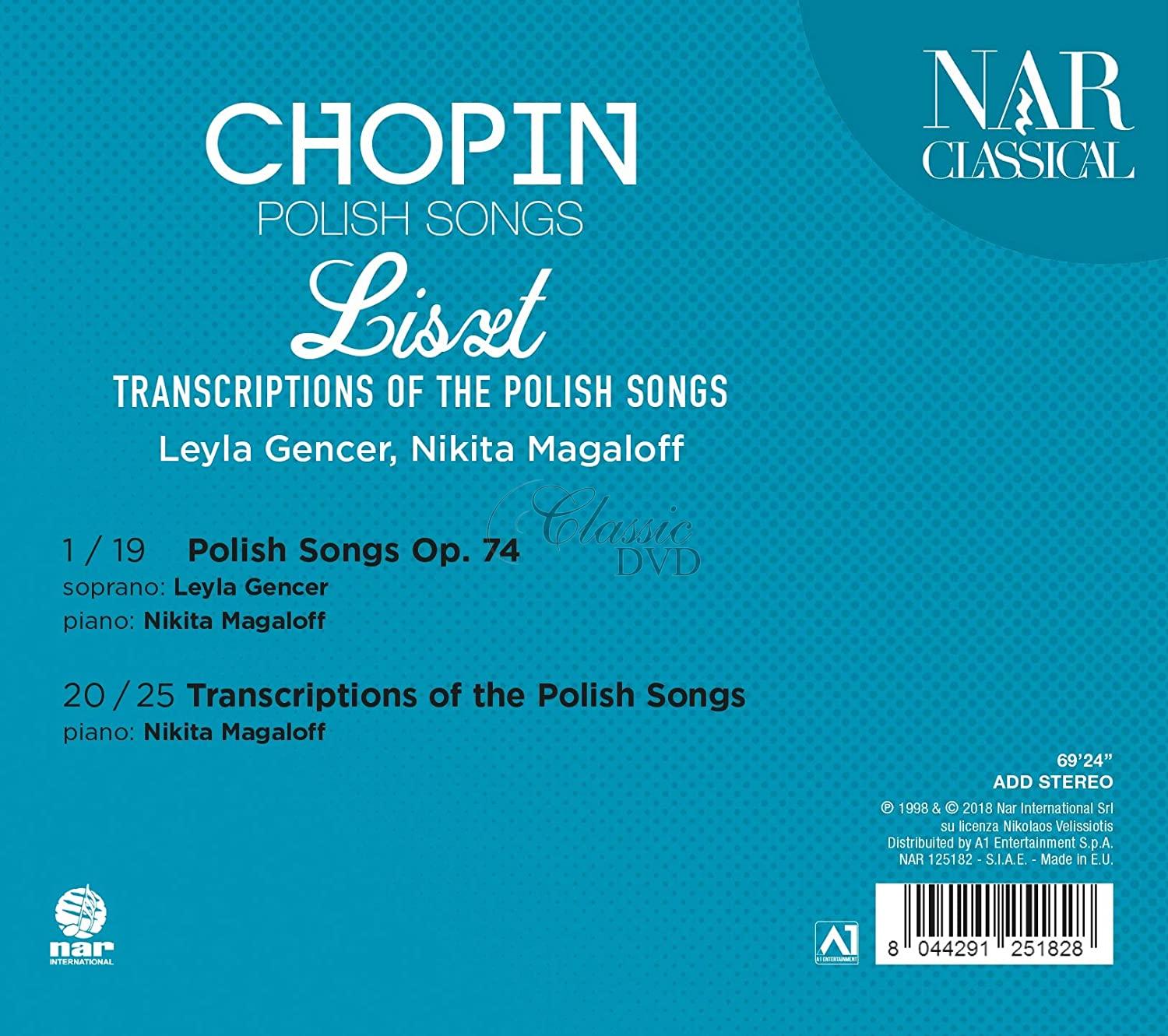Chopin - Polish Songs / Liszt - Transcriptions de Polish Songs. Leyla Gencer, Nikita Magaloff (CD)