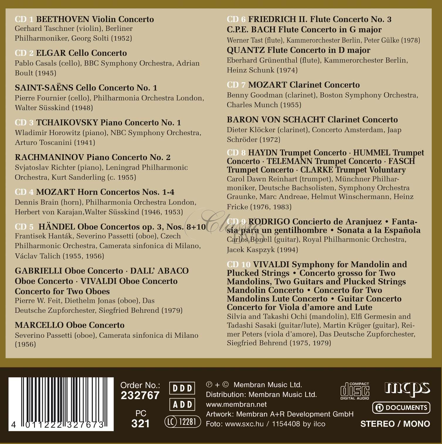 Meisterkonzerte - The Masters of Music / Beethoven, Mozart, Handel, Haydn, Vivaldi (10CD)