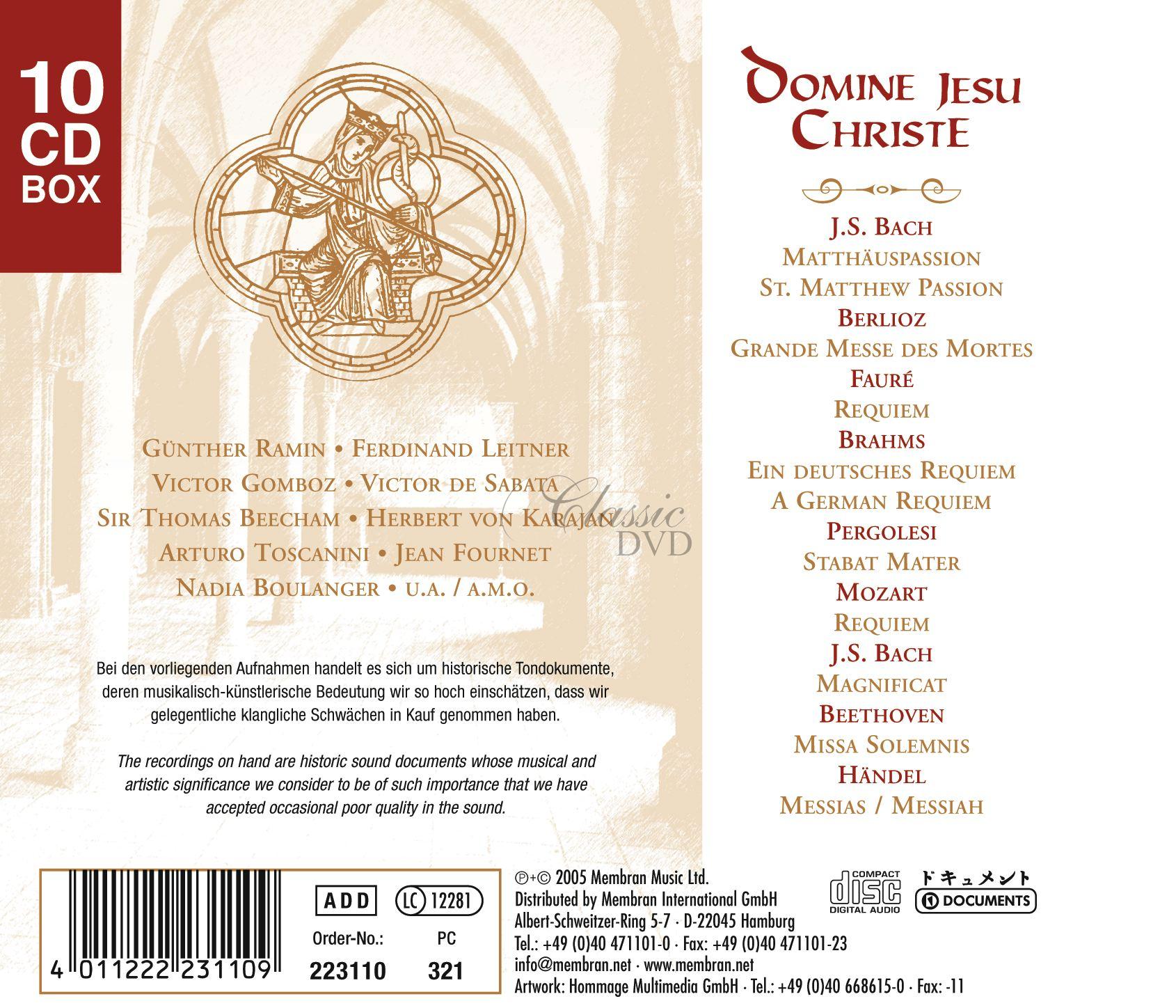Domine Jesu Christe - The Great Religios Vocal Works (10CD)