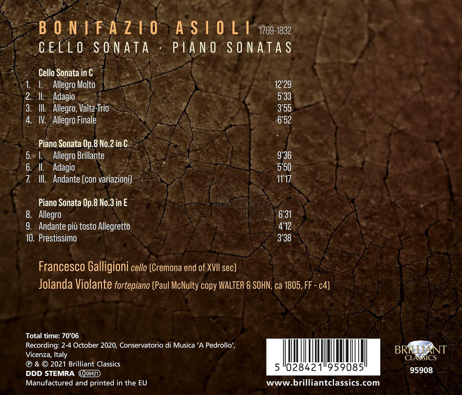 Asioli: Cello Sonata, Piano Sonatas (CD)