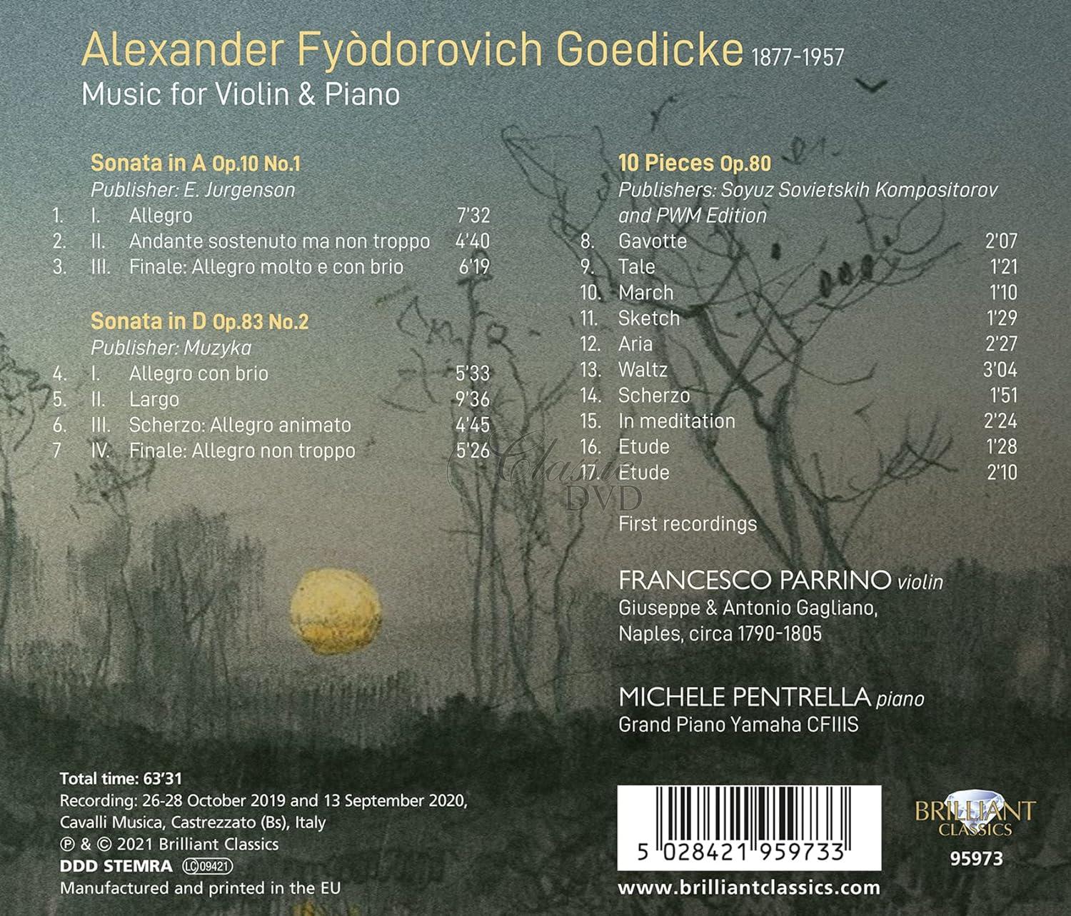 Alexander Goedicke: Music for Violin & Piano (CD)