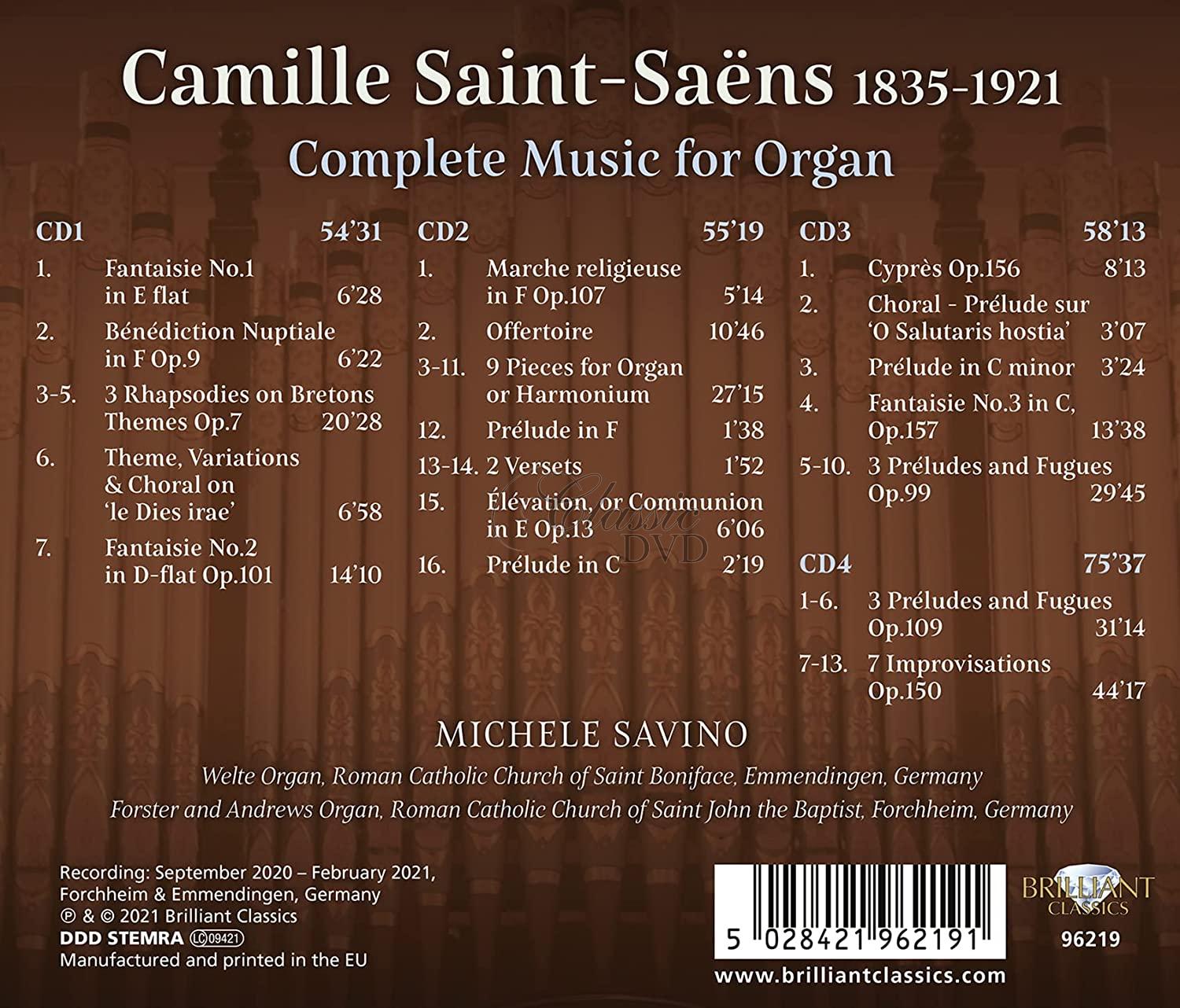 Saint-Saëns: Complete Music for Organ. Michele Savino (4CD)