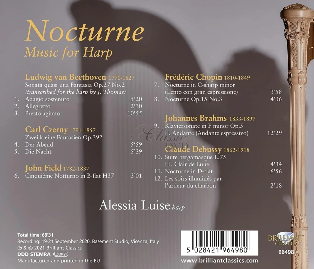 Nocturne: Music for Harp with Beethoven, J. Thomas, C. Czerny, J. Field, F. Chopin, J. Brahms & C. Debussy (CD)