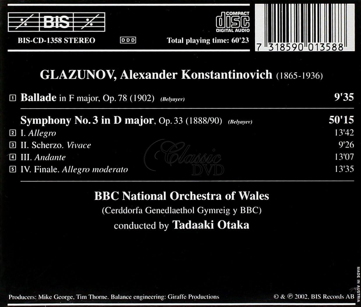 GLAZUNOV,A.: Ballade, Symphony 3 (CD)