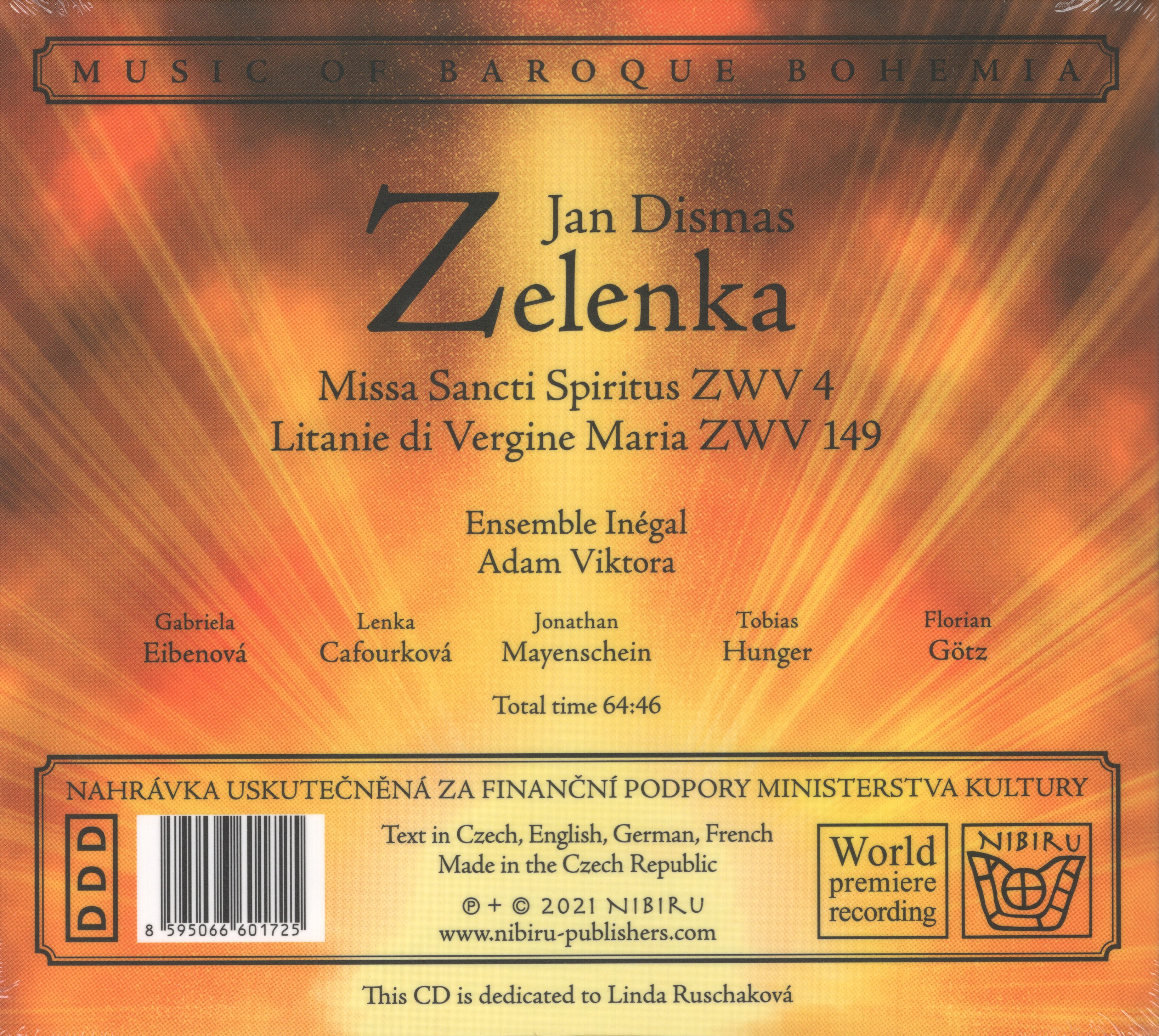 JAN DISMAS ZELENKA Missa Sancti Spiritus ZWV 4, Litanie di Vergine Maria ZWV 149 (CD)