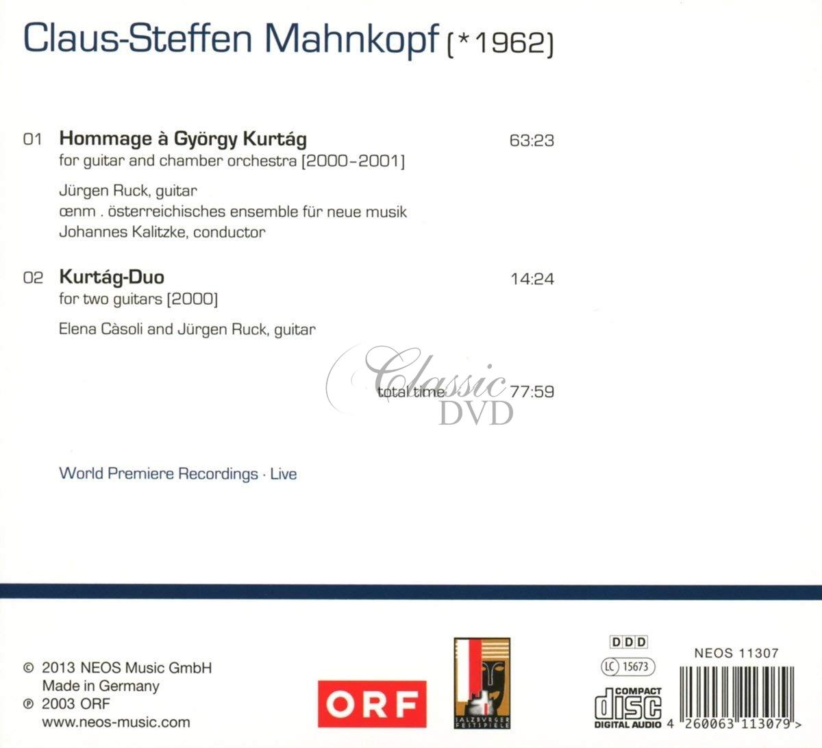 Claus-Steffen Mahnkopf - Hommage à Gyorgy Kurtag (CD)