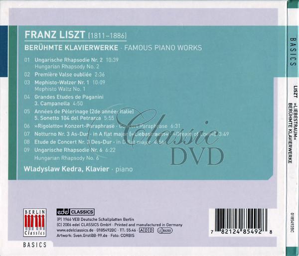 LISZT Liebestraum - Famous Piano Works Wladyslaw Kedra (CD)