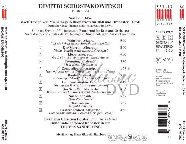 Shostakovich - Michelangelo Suite Op. 145a (CD)