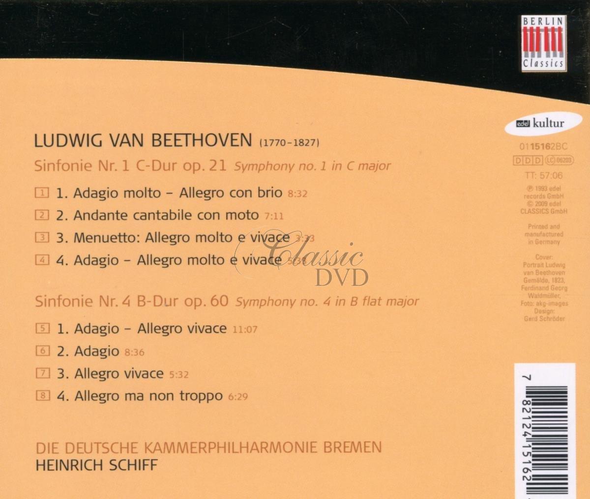 Beethoven - Symphonies Nos.1 & 4. Heinrich Schiff (CD)