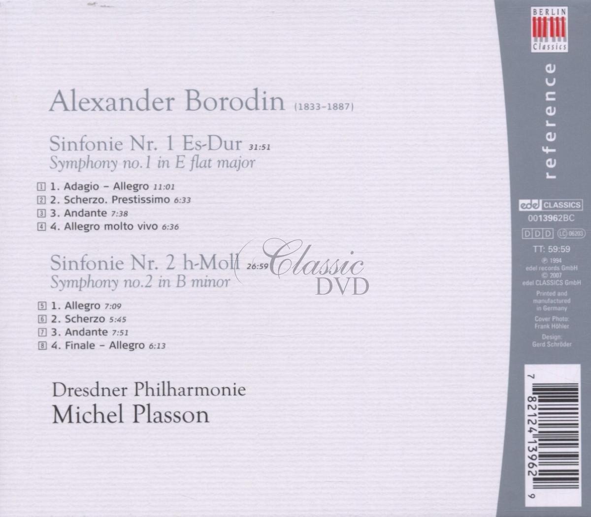 Borodin - Symphonies 1 & 2 / Dresdner Philharmonie, Michel Plasson (CD)