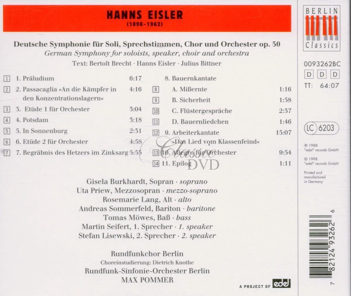 HANS EISLER Deutsche Sinfonie (CD)